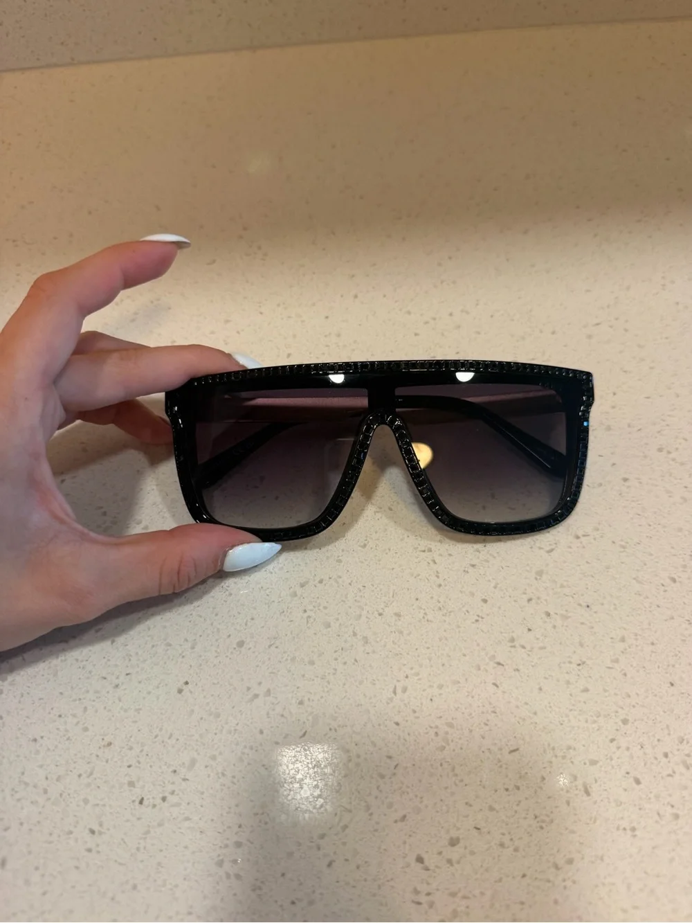 QUAY Oversized Black Shield Sunglasses